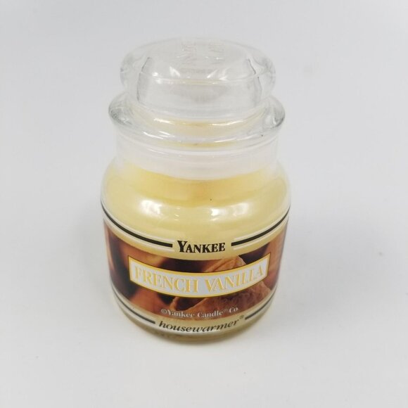 Yankee Candle Small Jar Retired Black Band French Vanilla Housewarmer 3.7 oz - Picture 1 of 6